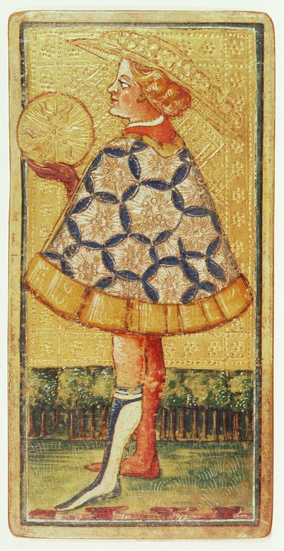 The Page of Coins, from a Pack of Tarot Cards by Antonio Cicognara
